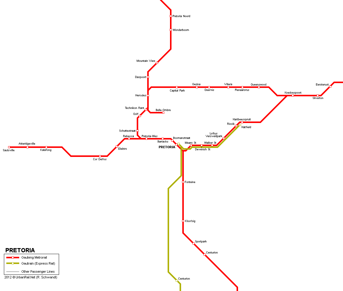 Pretoria Gauteng Metrorail Map