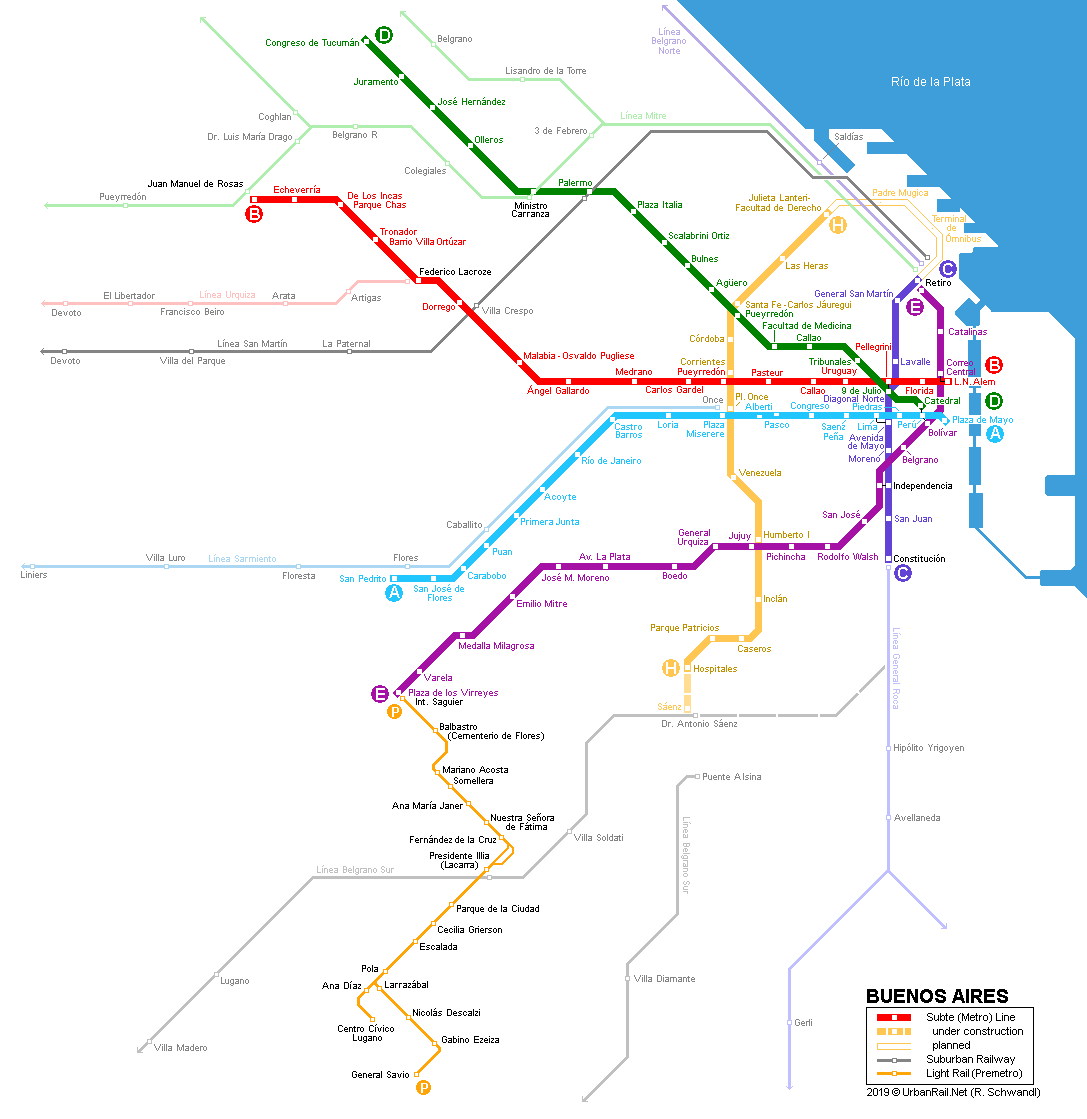 Buenos Aires Subway Subte Map