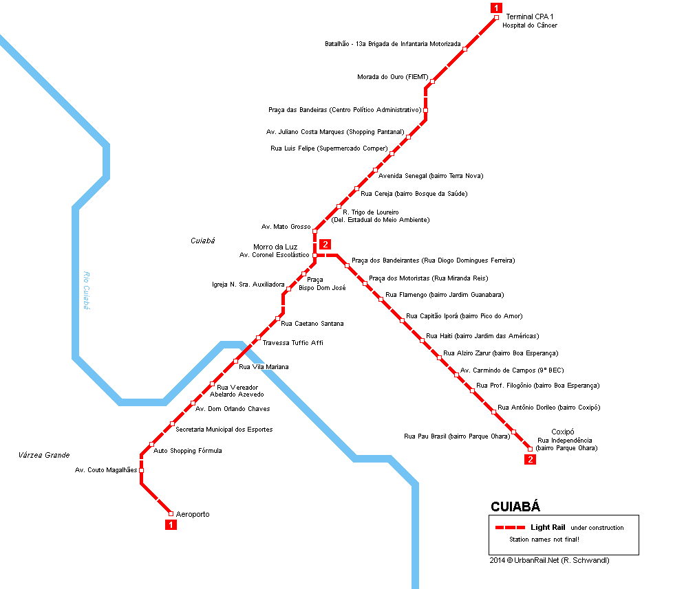 Cuiabá Light Rail Map