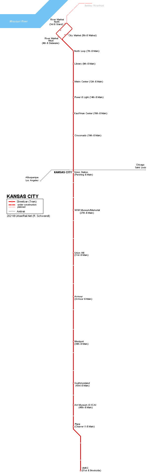 Kansas City streetcar tram map
