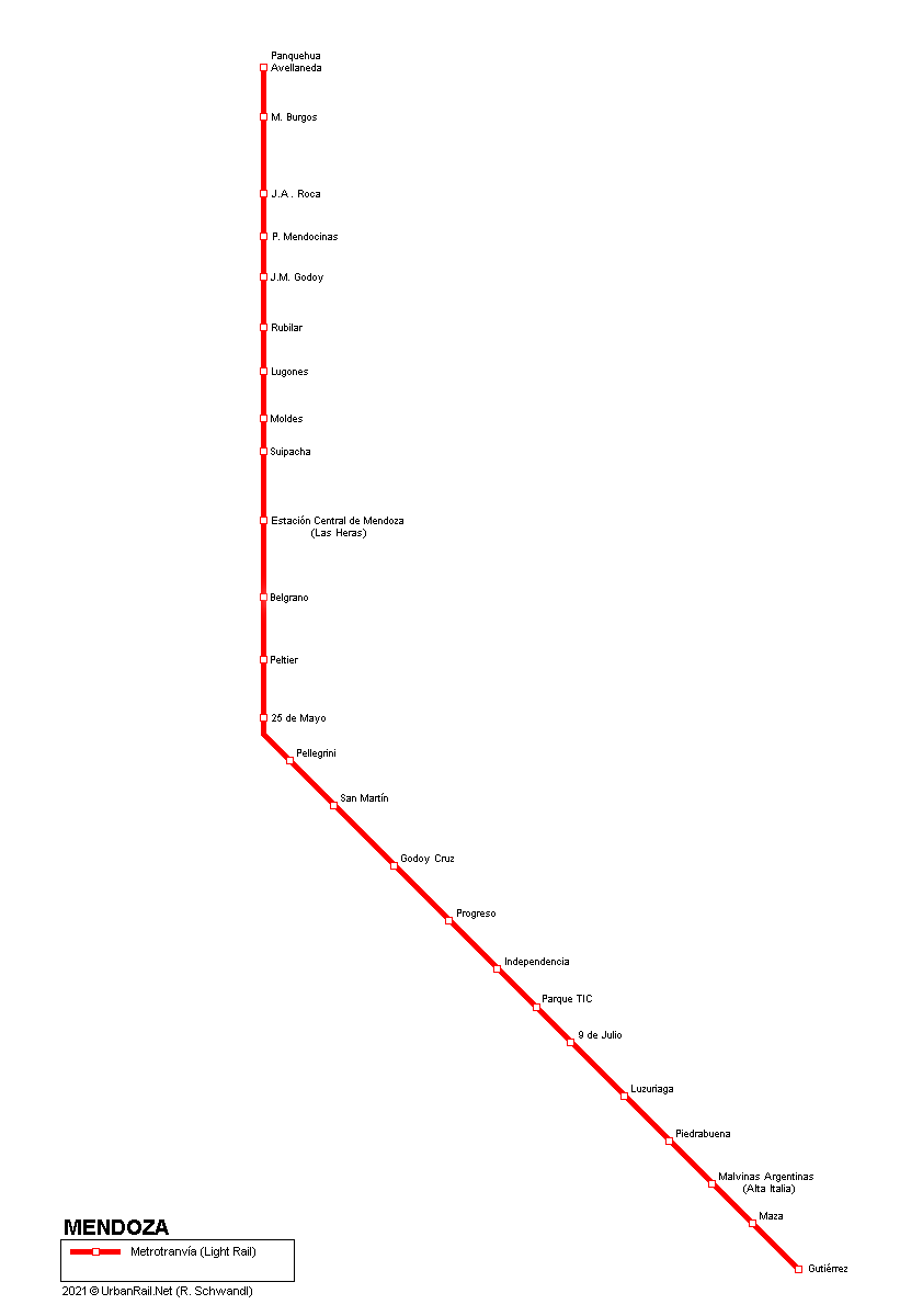 Mendoza light rail map