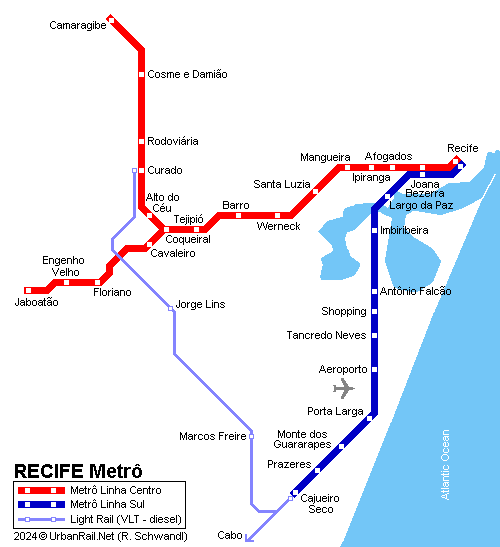 Recife Subway Network  2001 © UrbanRail.Net