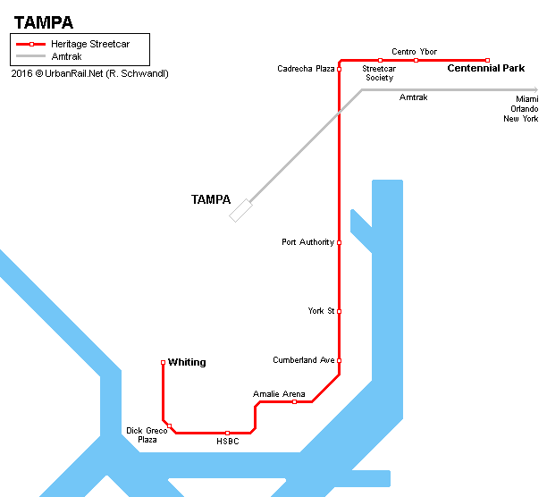 Tampa Streetcar map