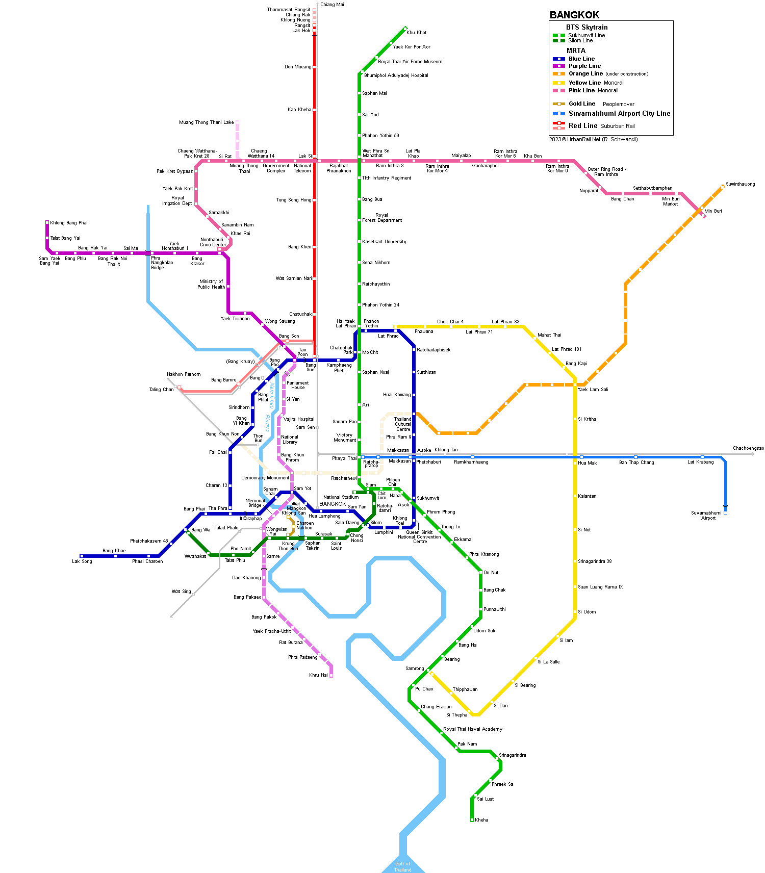 Bangkok Mass Transit Map © UrbanRail.Net