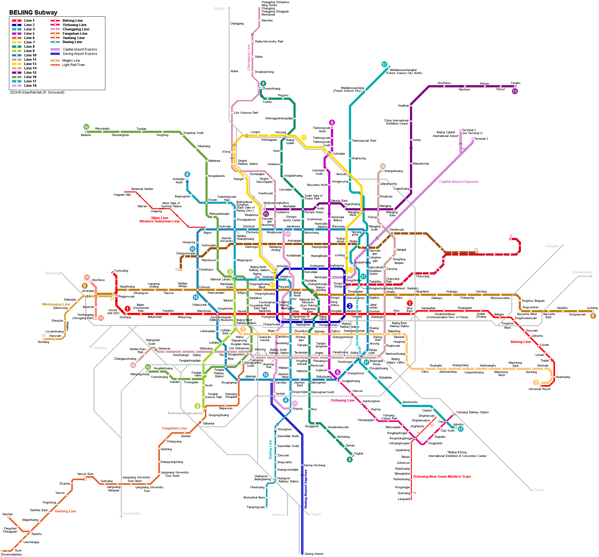 Beijing Subway Map © UrbanRail.Net