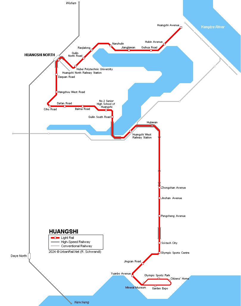 Huangshi tram map