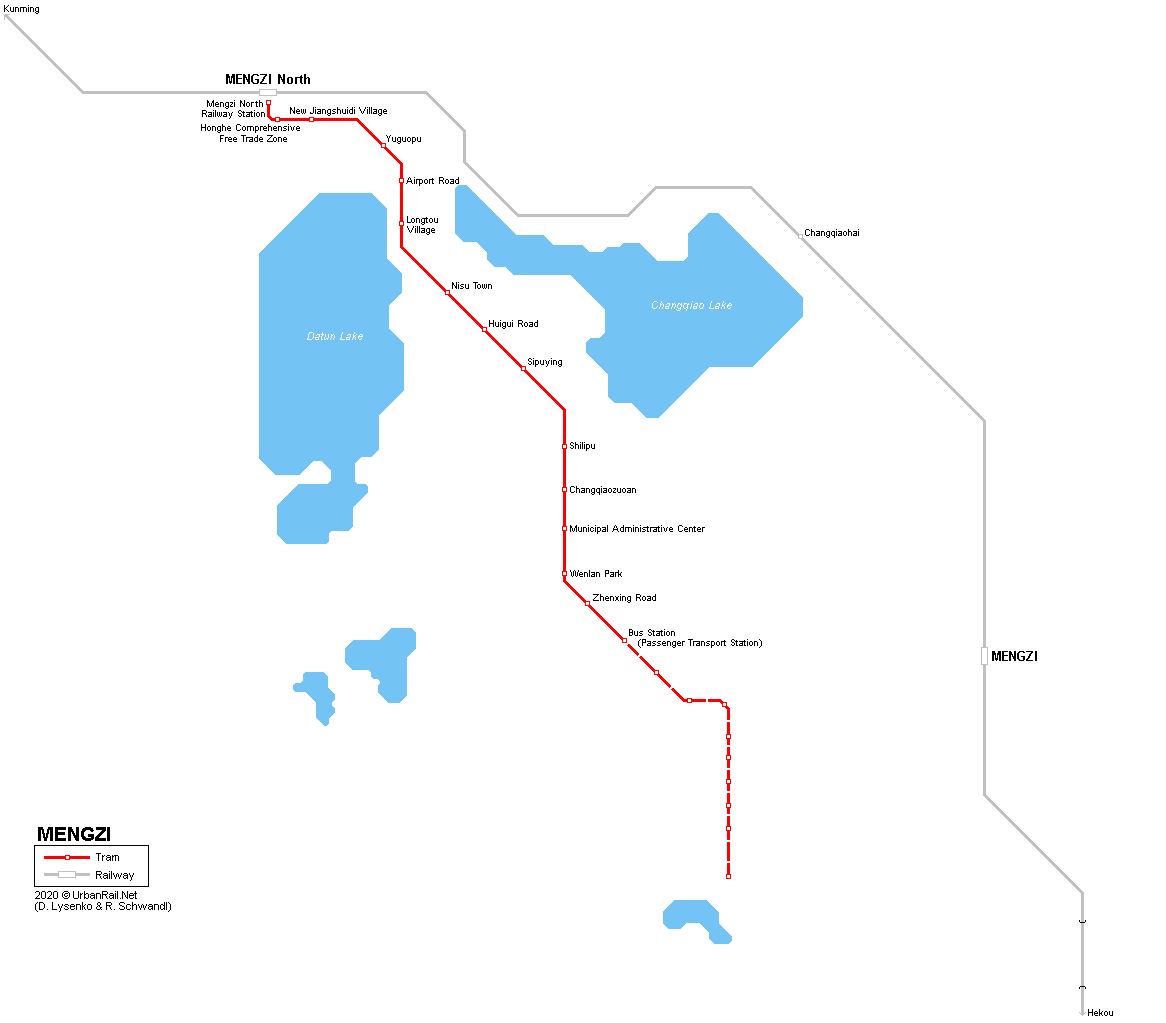 Mengzi Tram Map
