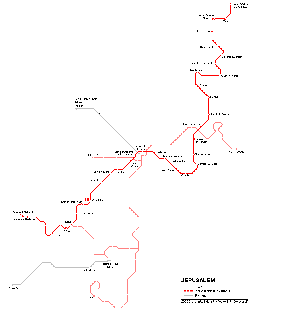 Jerusalem Tram Map