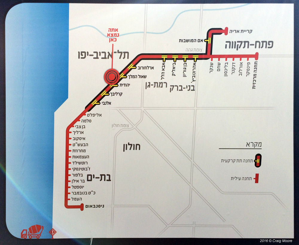 Tel Aviv Red Line map