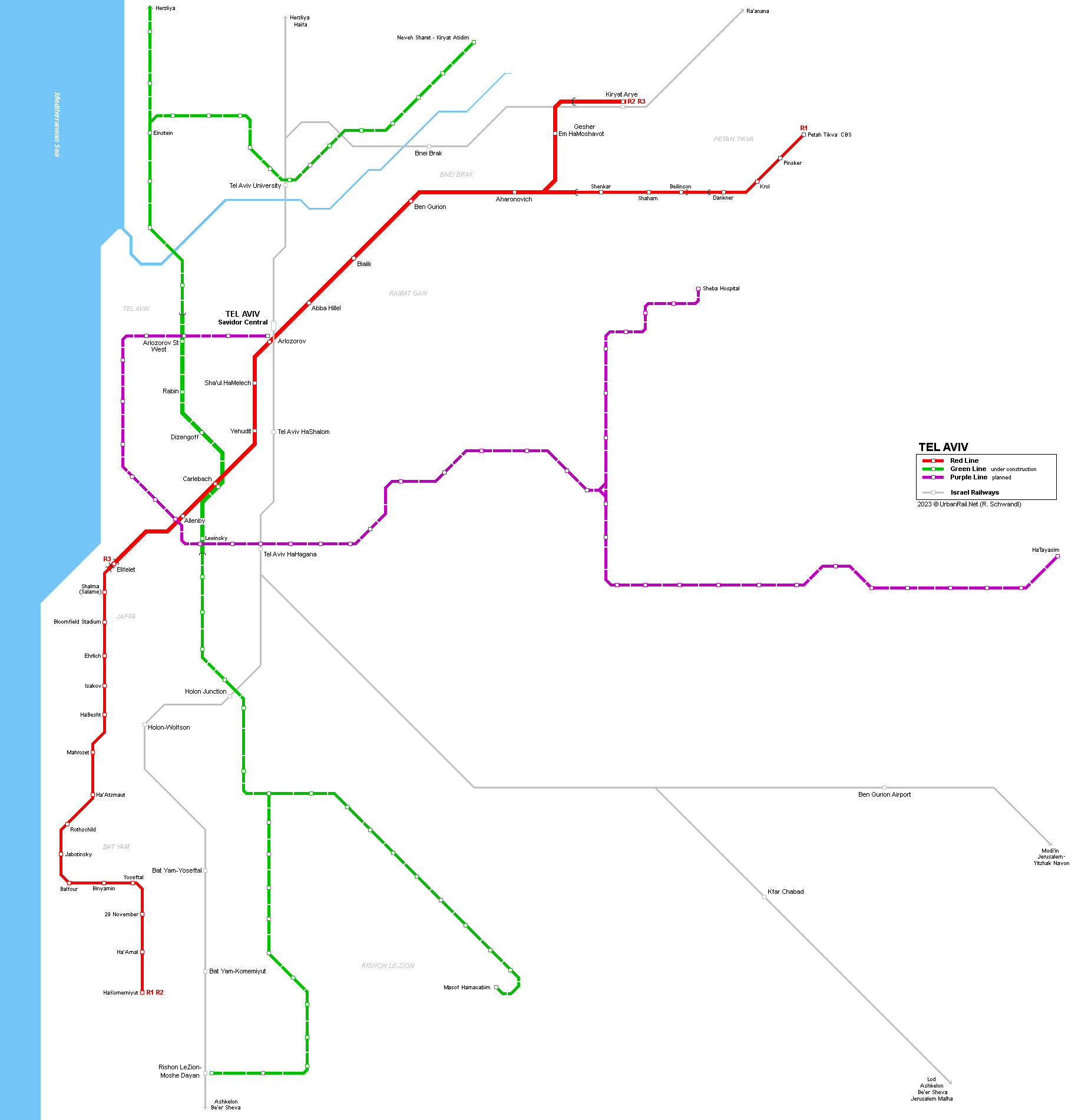 Tel Aviv Light Rail & Metro Map
