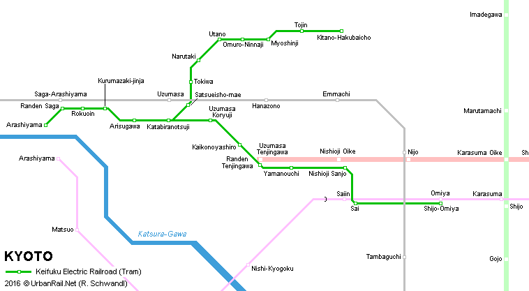 Kyoto Subway Map 2005 © Thomas B. Gray (UrbanRail.Net)