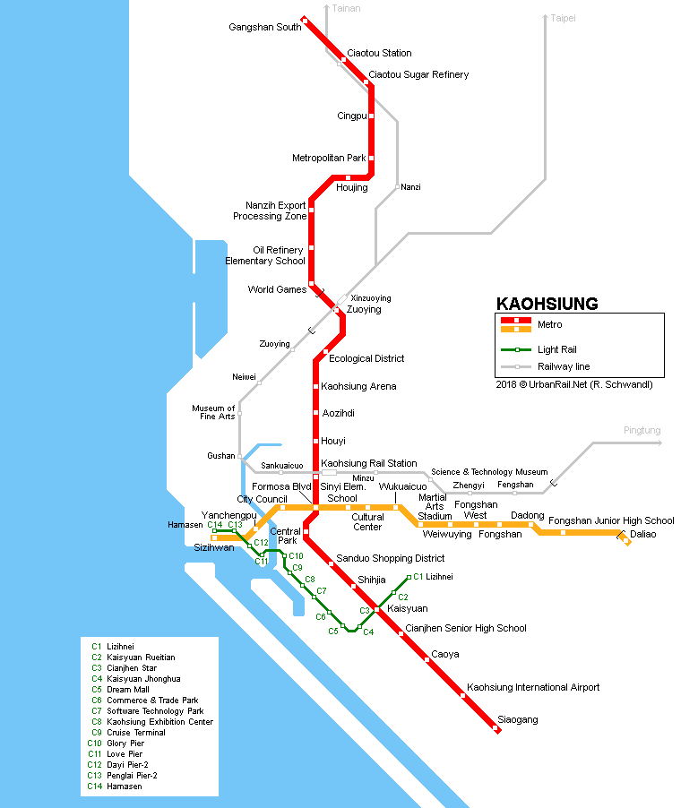 Kaohsiung metro and light rail map