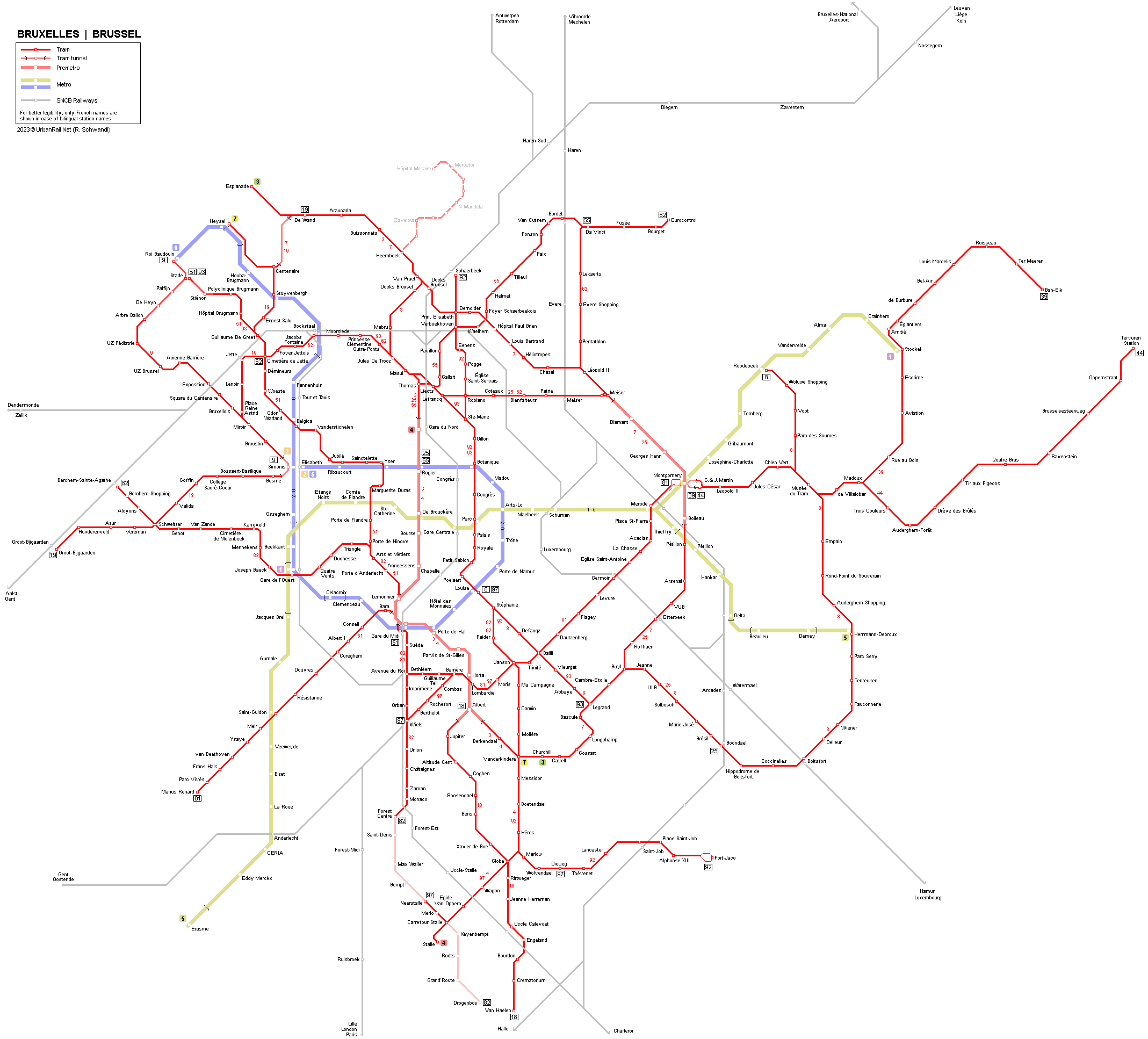 Brussels tram network map