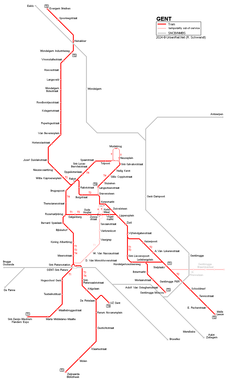 Gent Tram Map