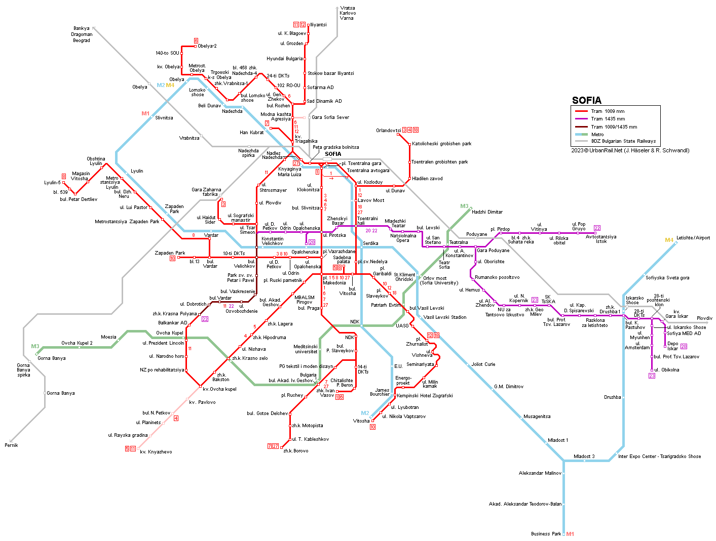 Sofia Tram Map