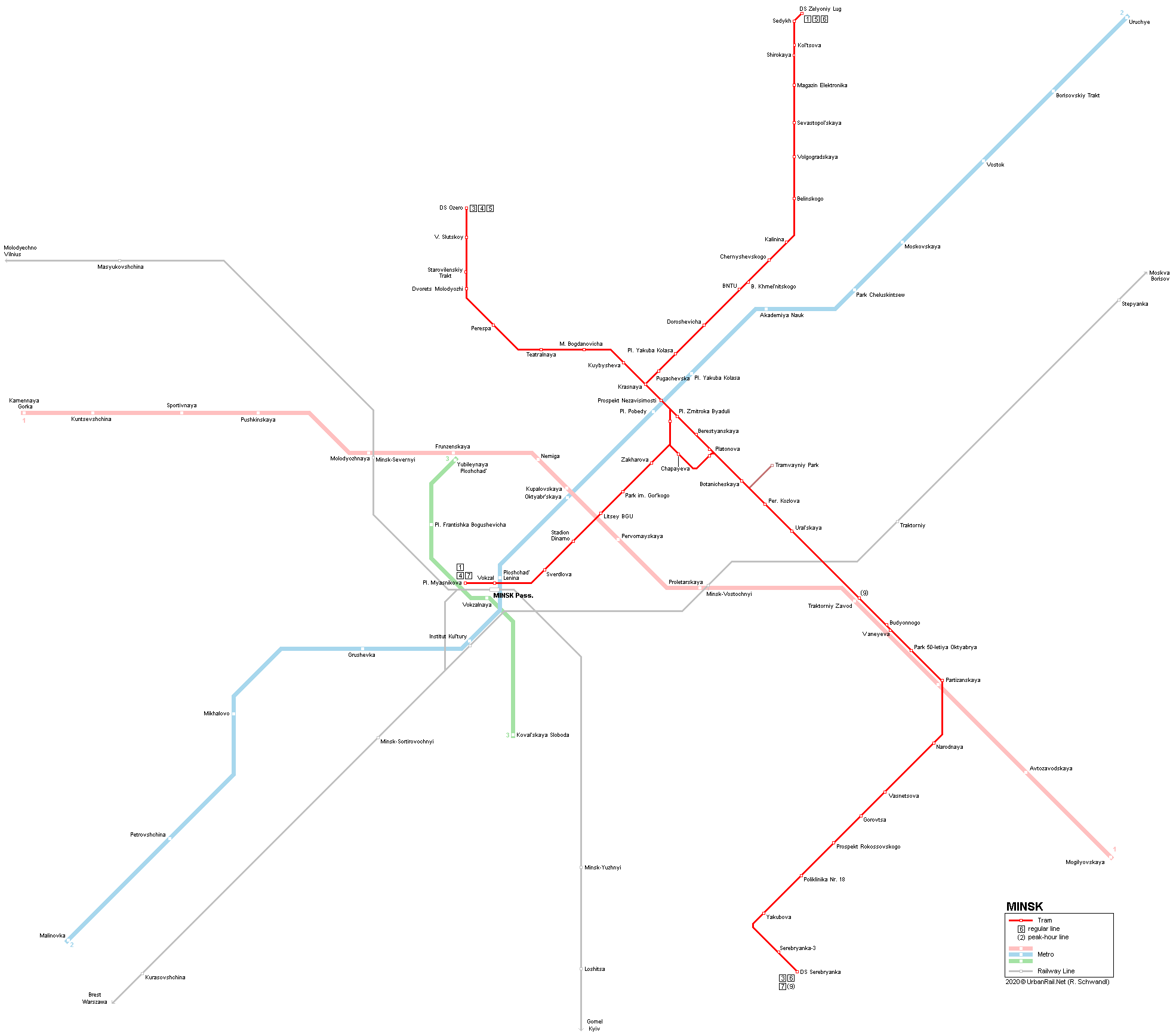 Minsk Tram Network Map