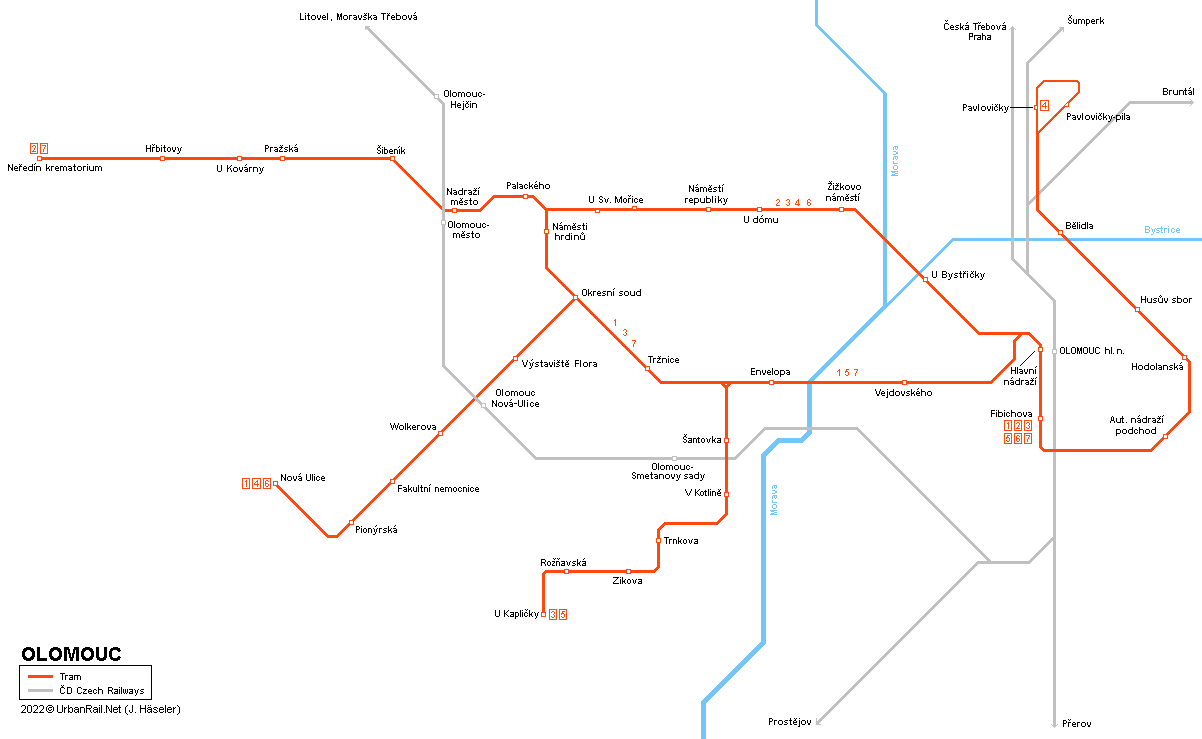 Olomouc Tram Map