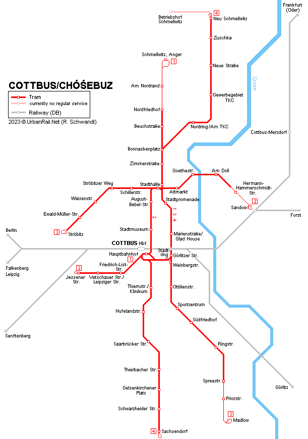 Cottbus Tram Network 2008 © R. Schwandl