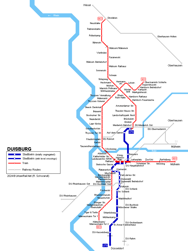 Duisburg tram map
