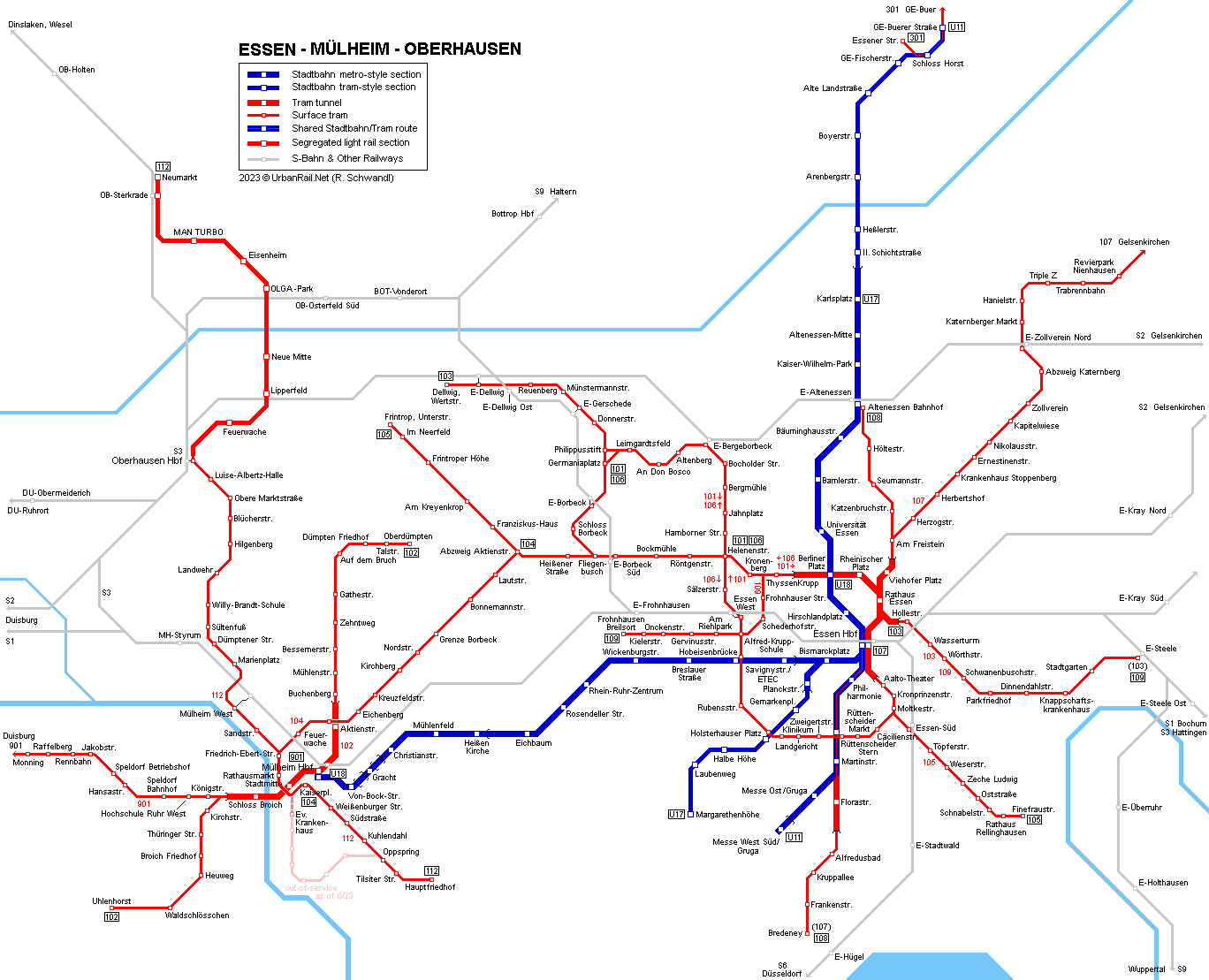 Essen Mülheim Tram Map