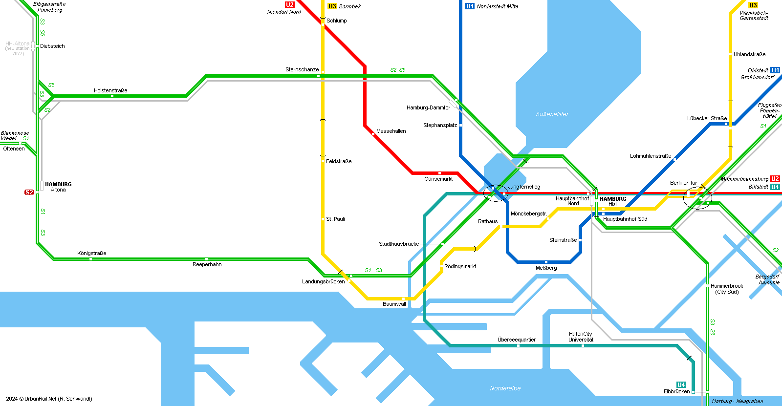 Hamburg U-Bahn Map > Click on map to expand to full size >>>