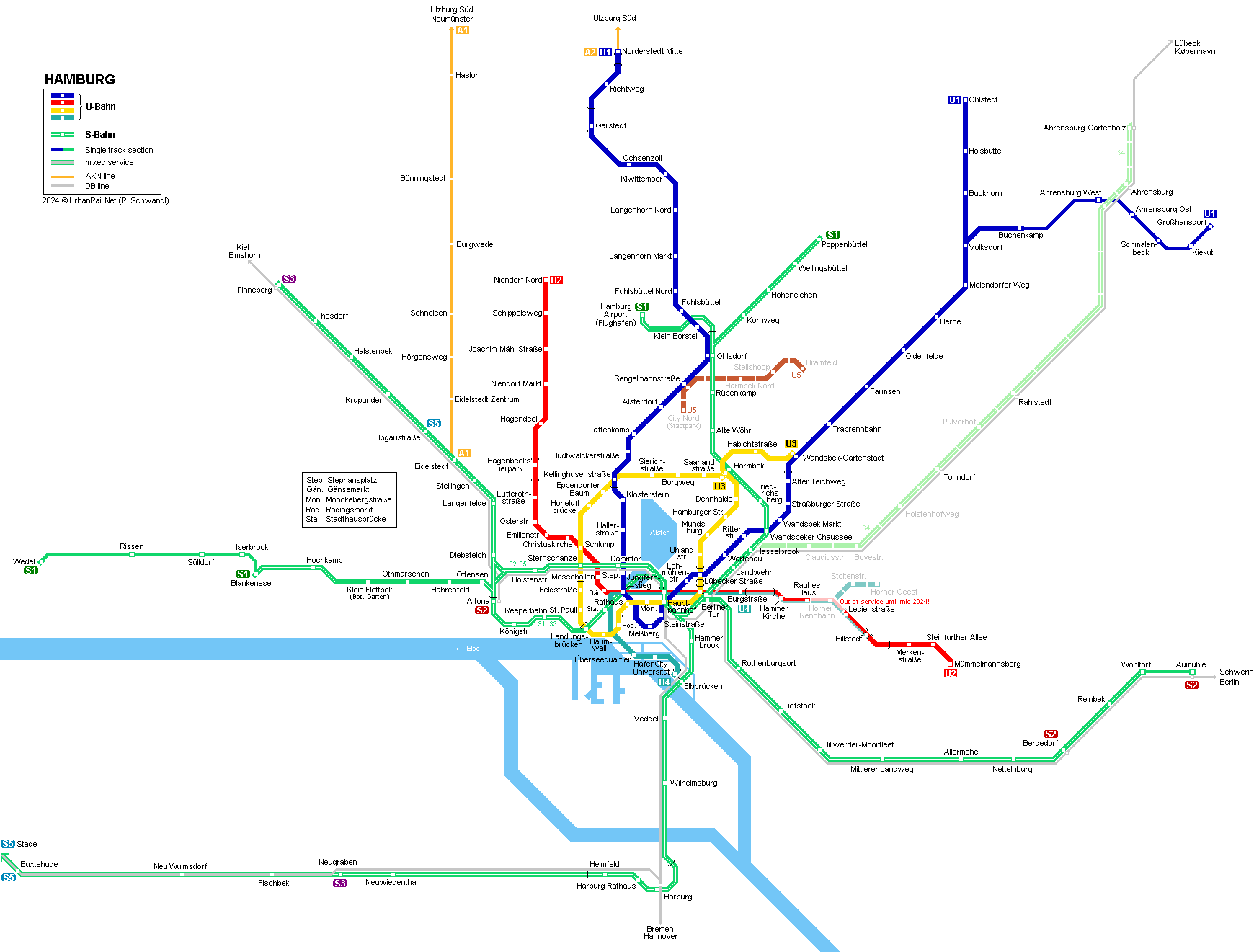 Hamburg U-Bahn & S-Bahn map