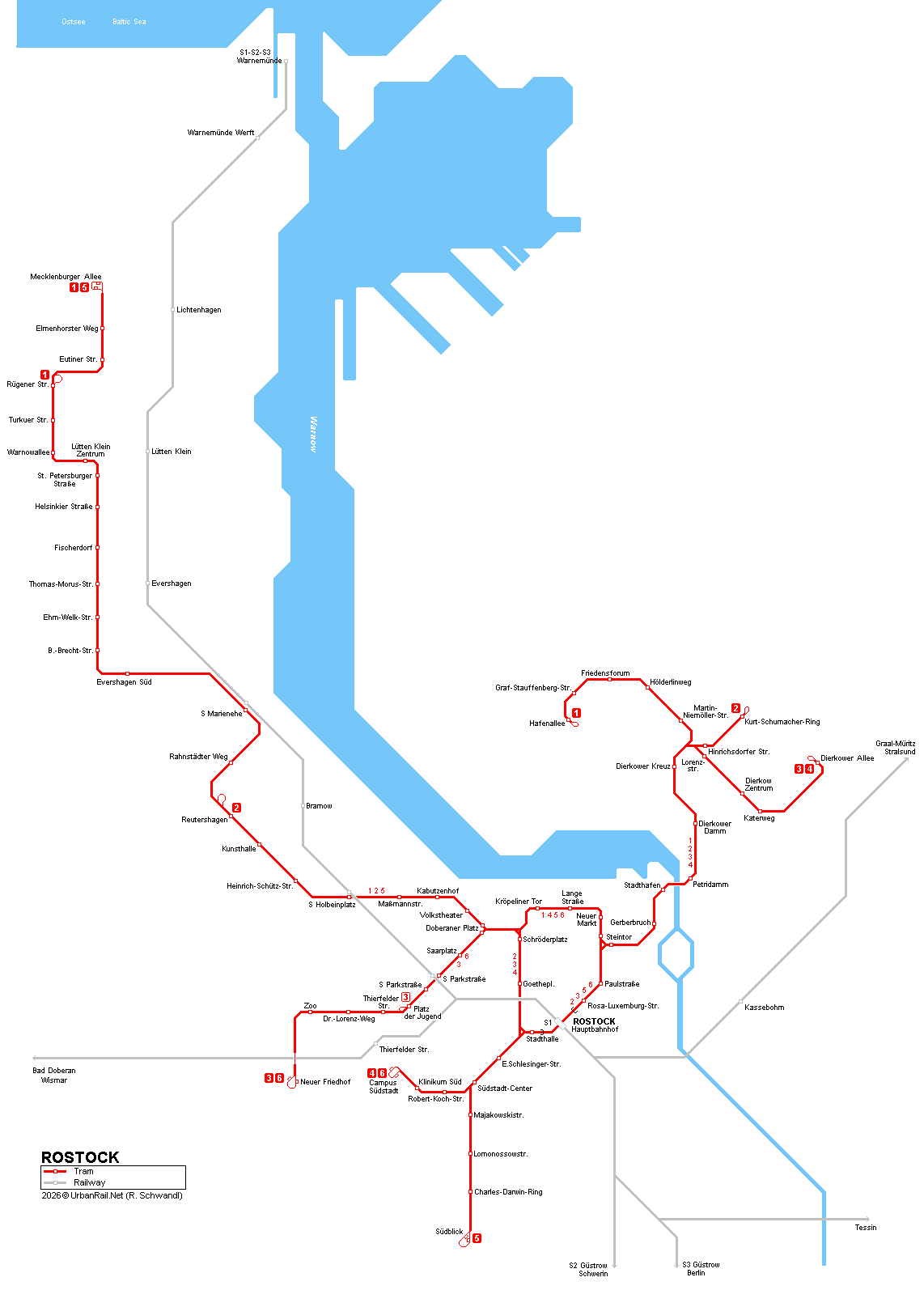 Rostock Tram Map