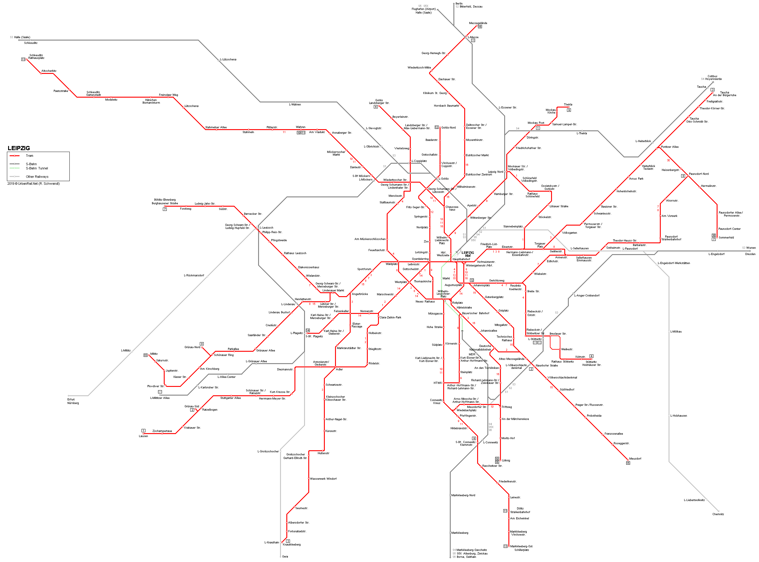 Leipzig Tram Straßenbahn Netzplan Map