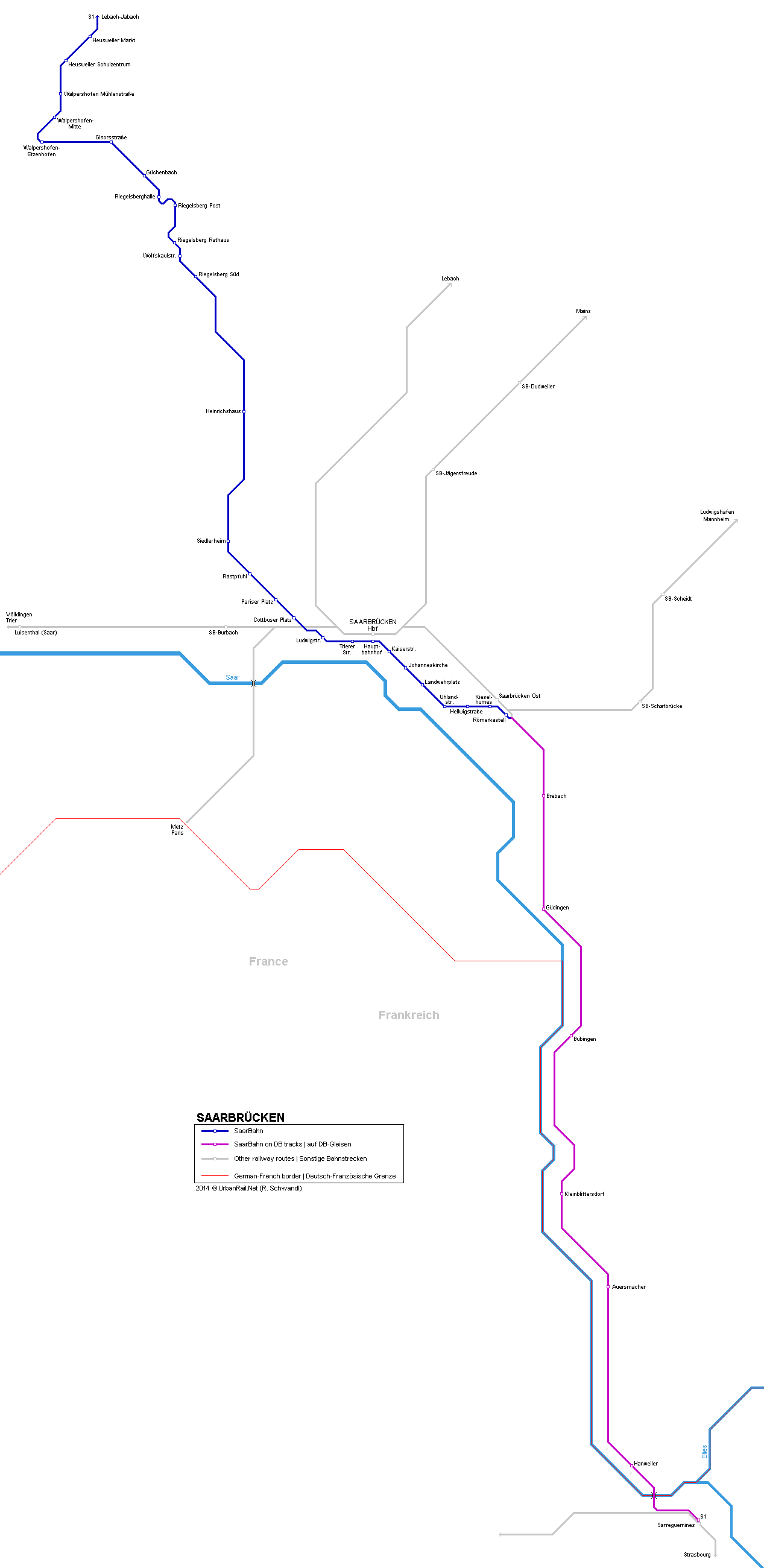Saarbrücken Tram Map