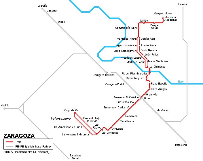 Zaragoza Tram Map