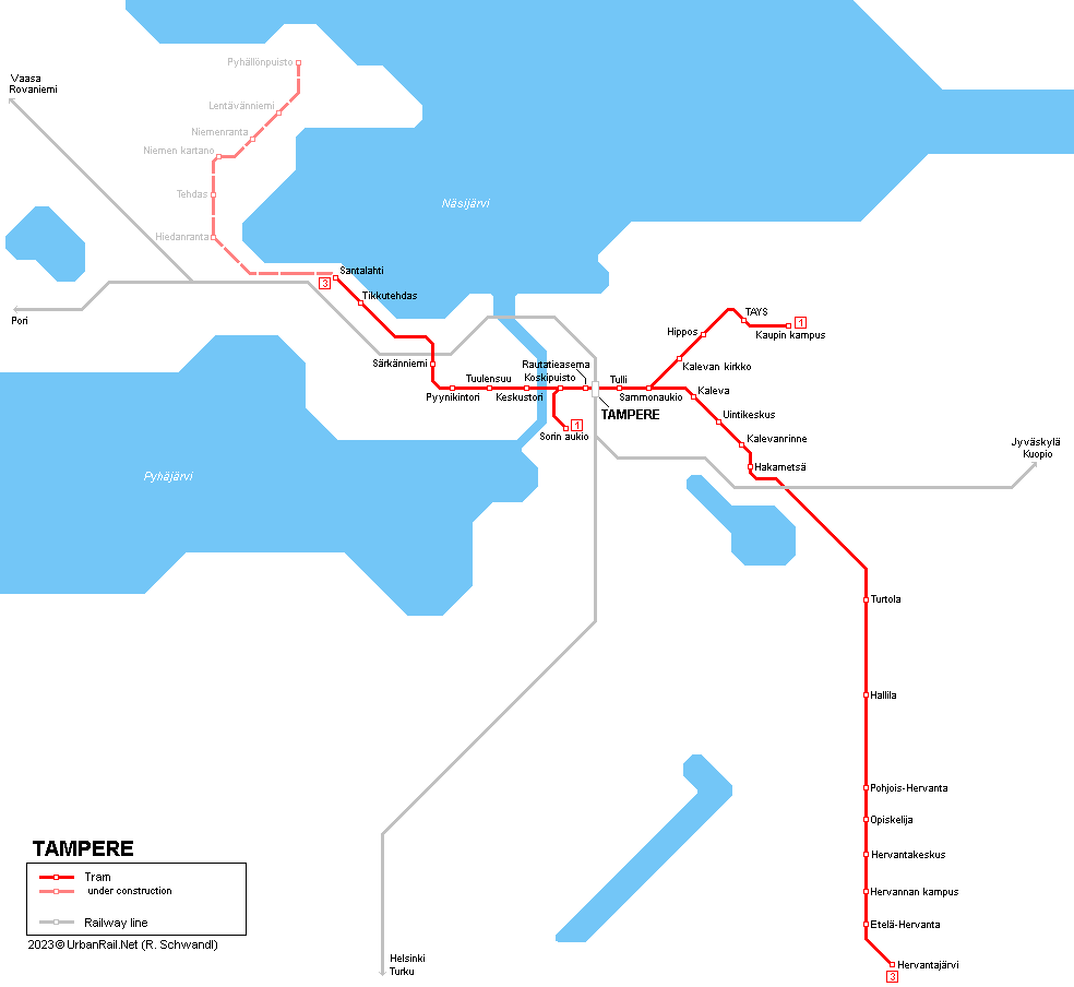 Tampere tram map
