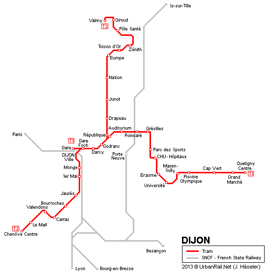 Dijon tram map