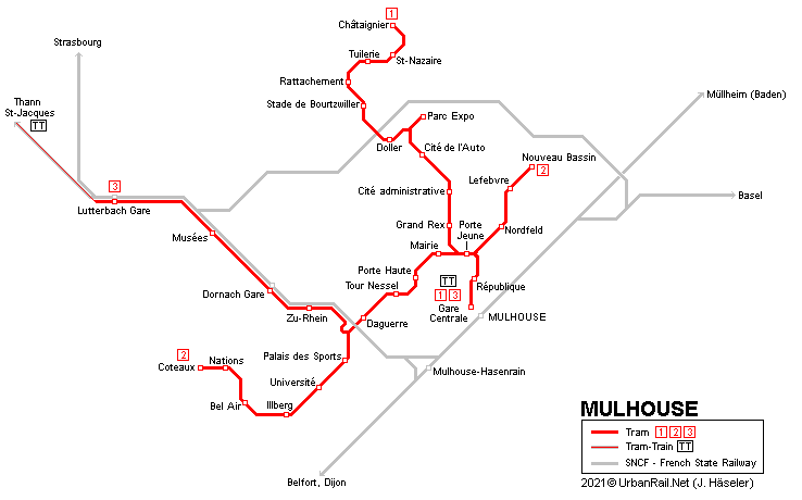Mulhouse Tram Map