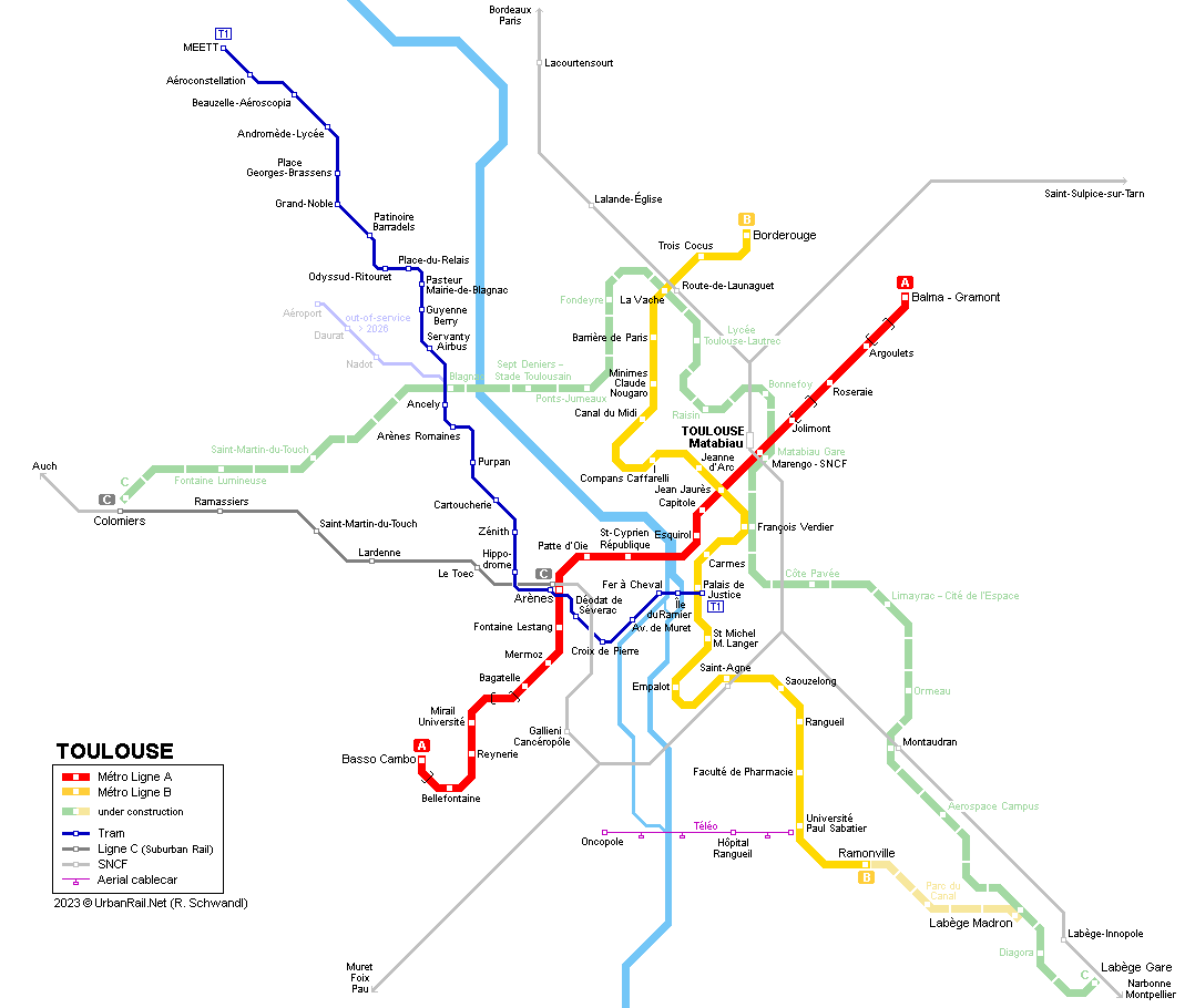 Toulouse Metro & Tram Map