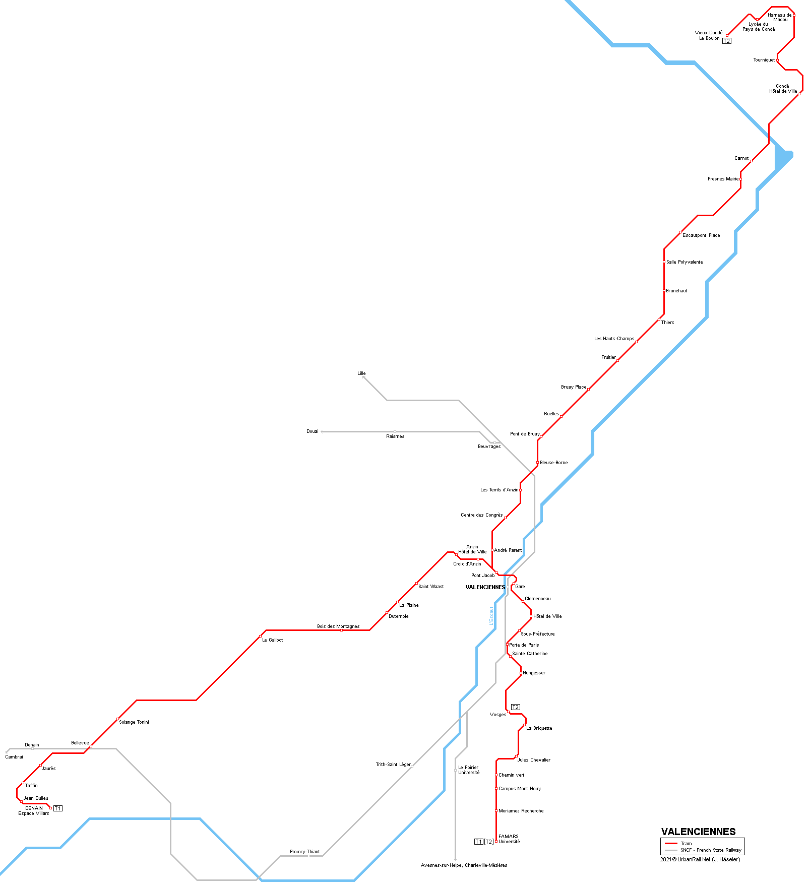 Valenciennes Tram Map