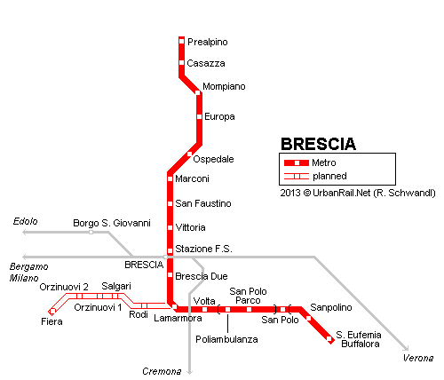 Brescia metro network © UrbanRail.Net
