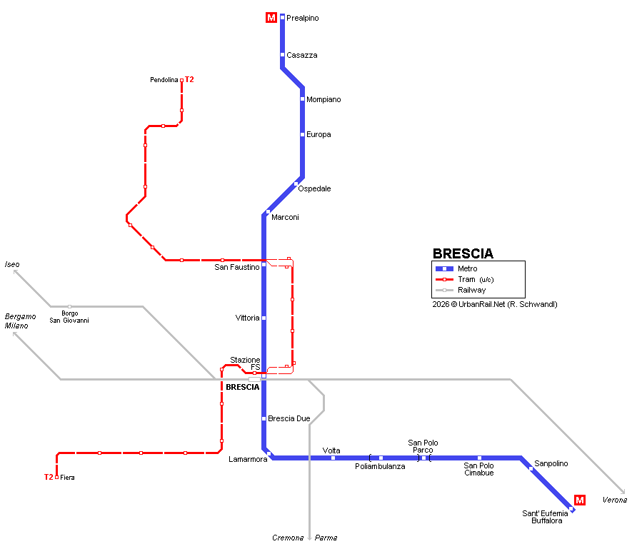 Brescia metro network © UrbanRail.Net
