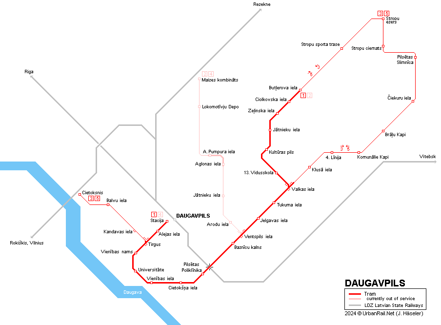 Daugavpils Tram Map
