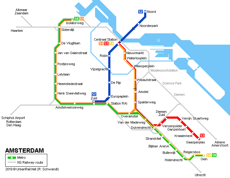 Amsterdam Metro Map © R. Schwandl