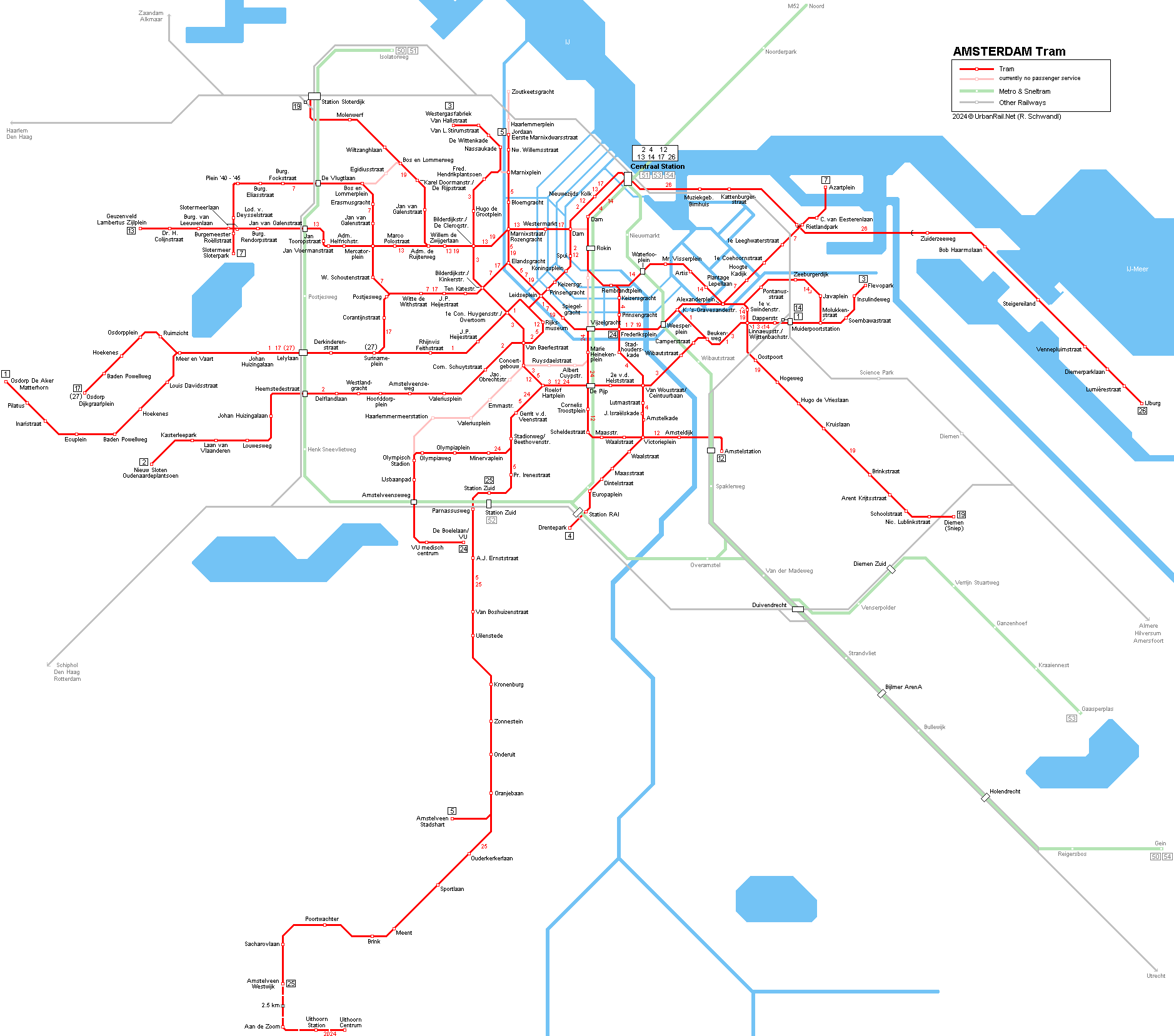 Amsterdam Tram Map