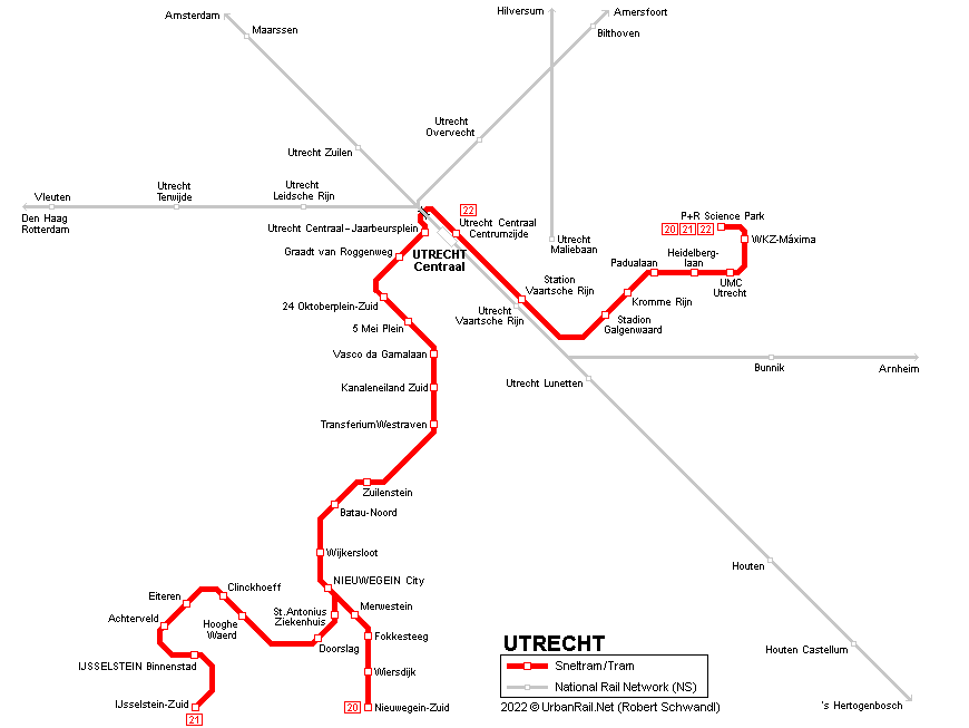 Utrecht Sneltram Map © Robert Schwandl