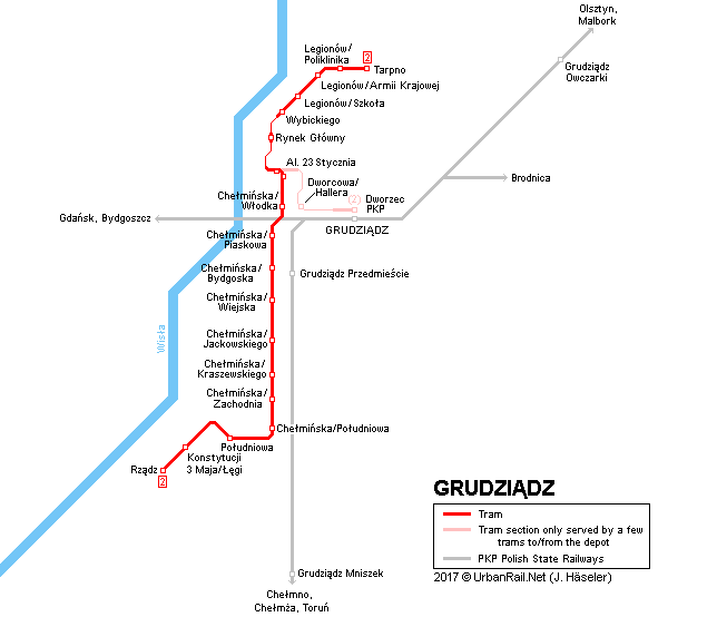 Grudziadz Tram Map