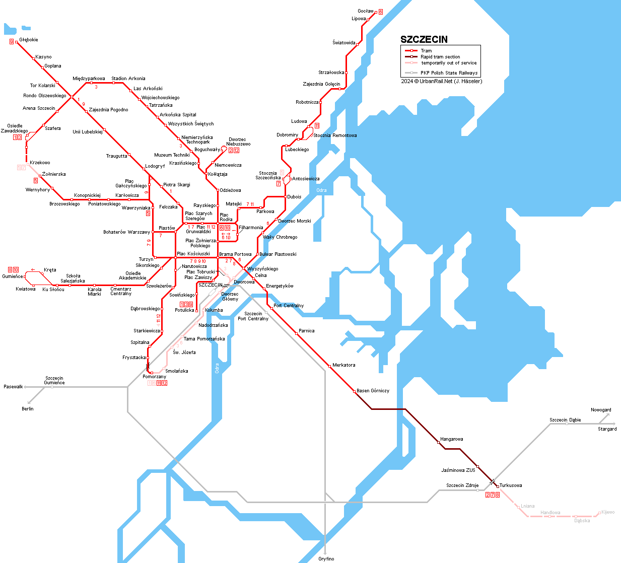 Szczecin Tram Map
