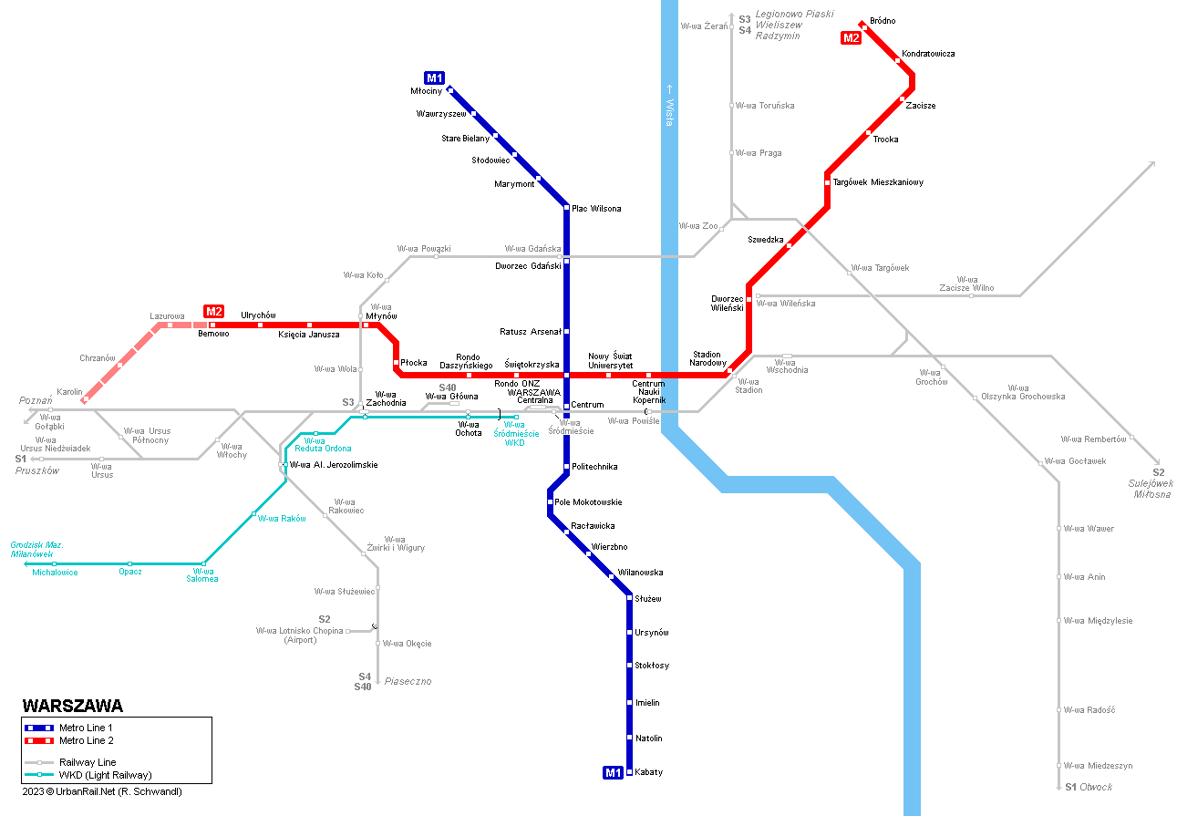 Warsaw Warszawa metro map
