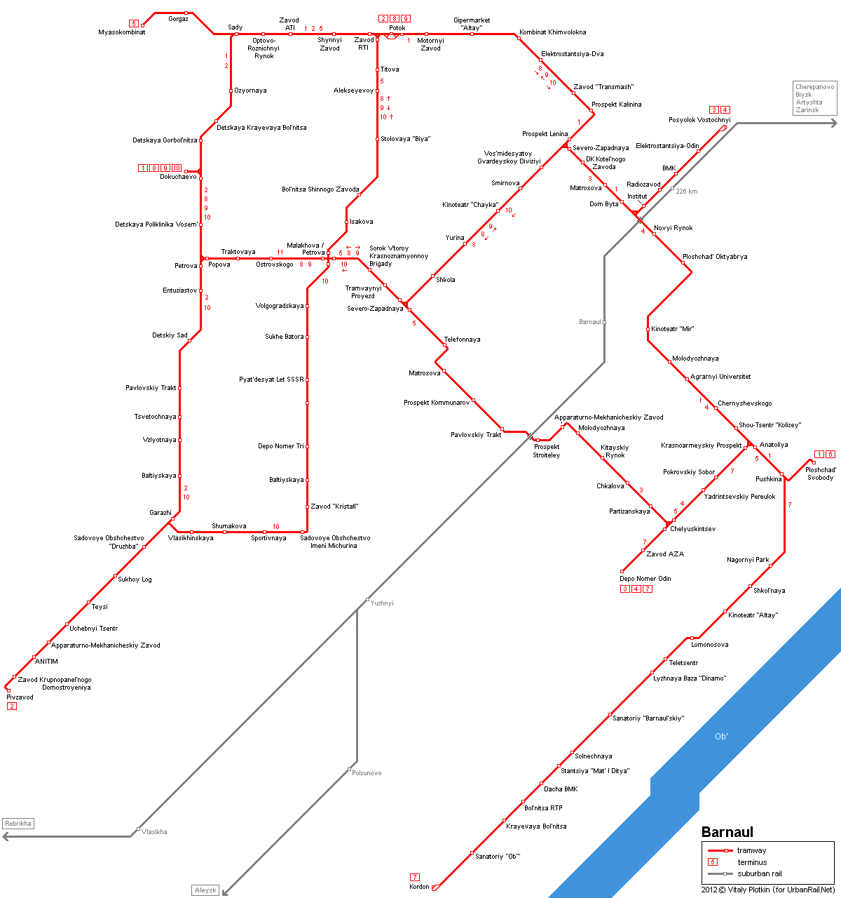 Barnaul tram map