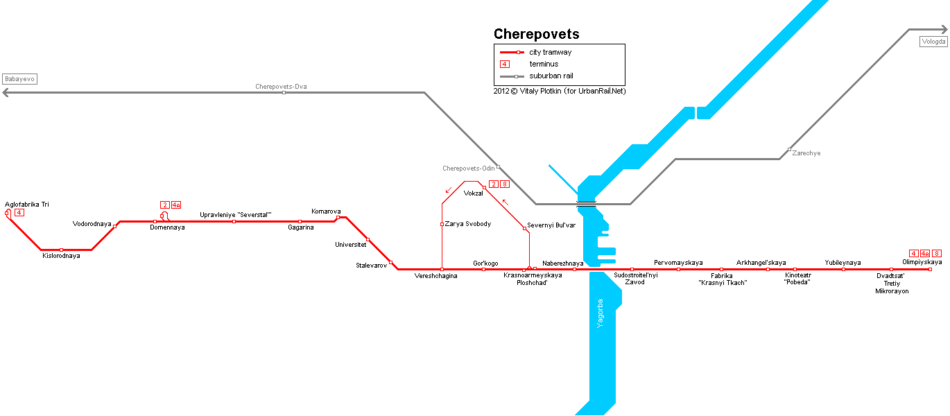 Cherepovets tram map