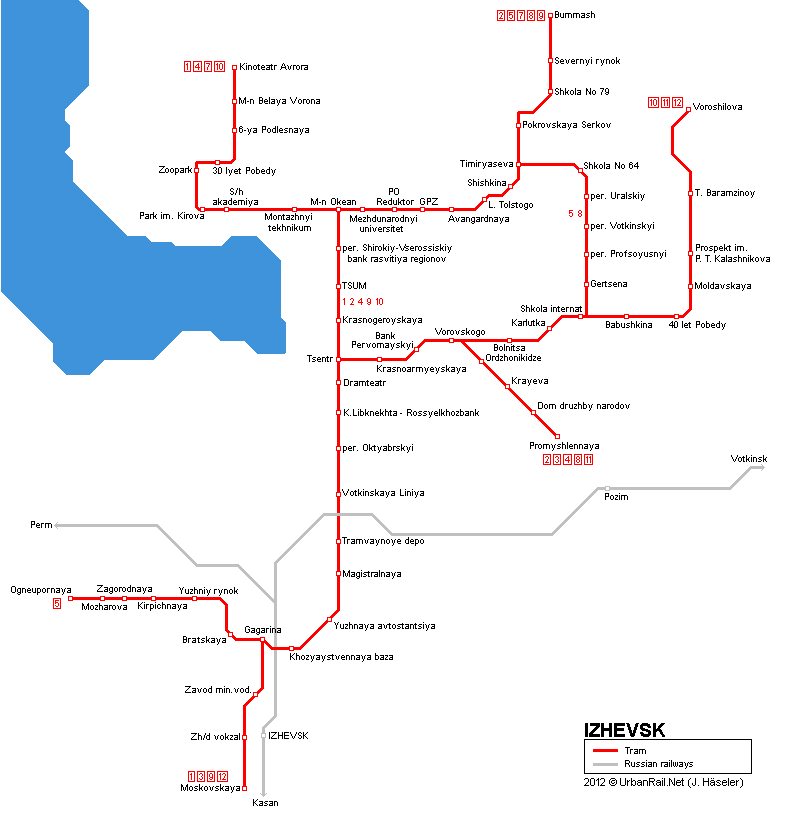 Izhevsk tram map