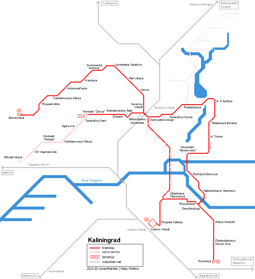 Kaliningrad Königsberg tram map