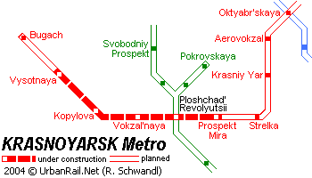 Krasnoyarsk Metro Map © UrbanRail.Net