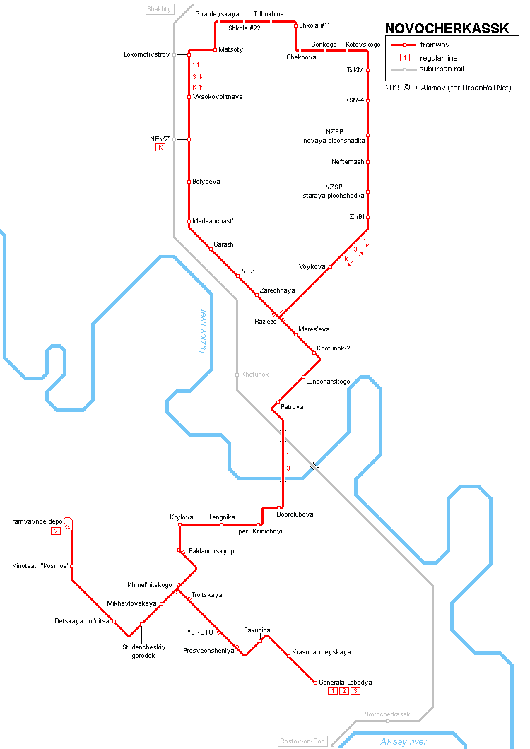 Novocherkassk tram map